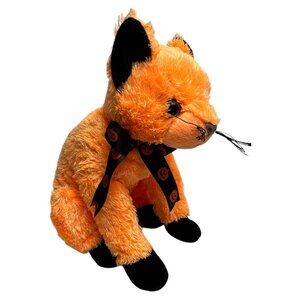 Vintage Ty Beanie Buddy Scared E Cat Plush Stuffed Animal 11" Orange Halloween